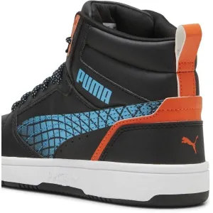 Puma REBOUND V6  MID TECHIE BUDDY JR Detská obuv na voľný čas, čierna, veľkosť 38
