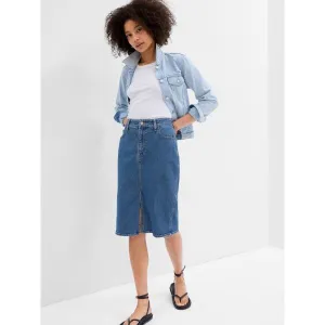 GAP V-DENIM MIDI Dámska sukňa, tmavo modrá, veľkosť