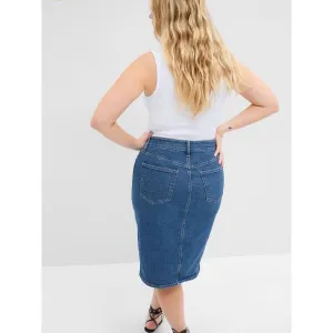 GAP V-DENIM MIDI Dámska sukňa, tmavo modrá, veľkosť