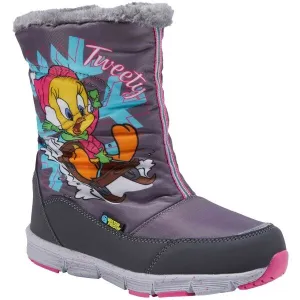 LOONEY TUNES CHILLIN HIGH II WP TWEETY Detská zimná obuv, sivá, veľkosť