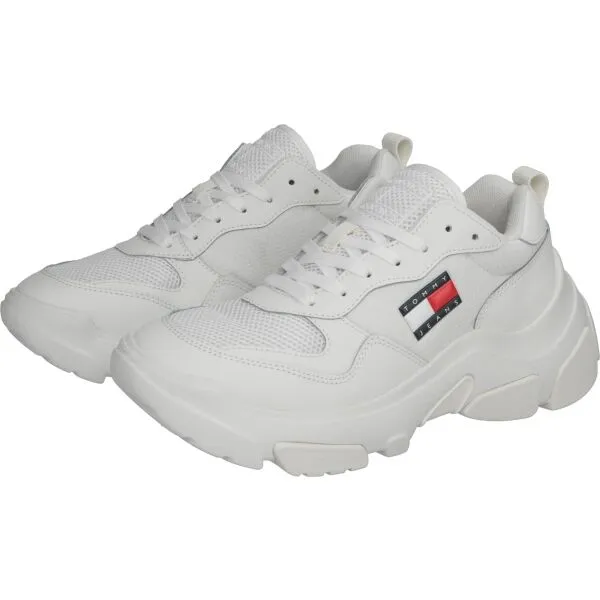 Tommy Hilfiger LEATHER HYBRID CHUNKY SOLE TRAINER Dámska obuv na voľný čas, biela, veľkosť