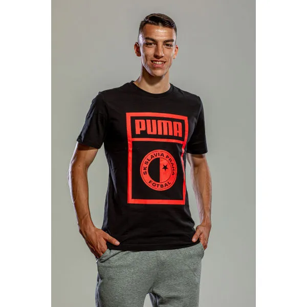 Puma SLAVIA PRAGUE GRAPHIC TEE Pánske tričko, čierna, veľkosť