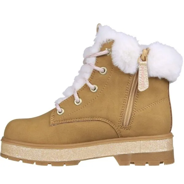 Skechers STREET GLITZ Dievčenská zimná obuv, hnedá, veľkosť