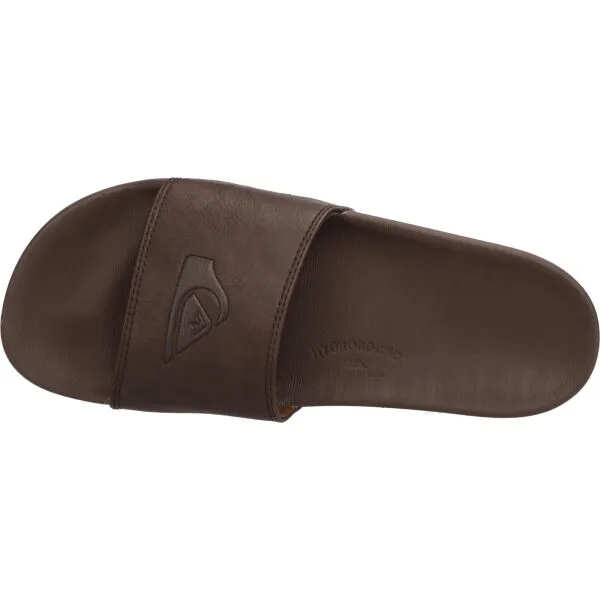 Quiksilver RIVI NUBUCK SLIDE Pánske kožené šľapky, hnedá, veľkosť 39