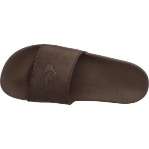 Quiksilver RIVI NUBUCK SLIDE Pánske kožené šľapky, hnedá, veľkosť 39