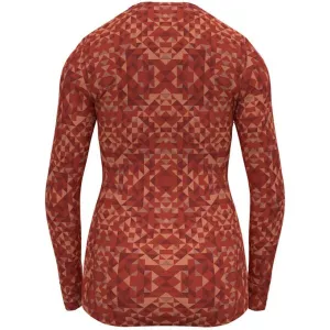 Odlo W BL TOP ACTIVEWARM ECO GRAPHIC Dámske funkčné tričko, červená, veľkosť