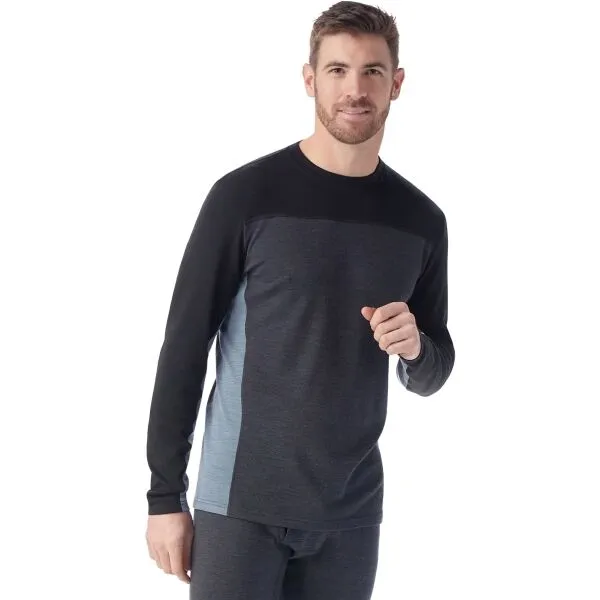 Smartwool CLASSIC THERMAL MERINO BL CRW Pánske termo tričko, čierna, veľkosť