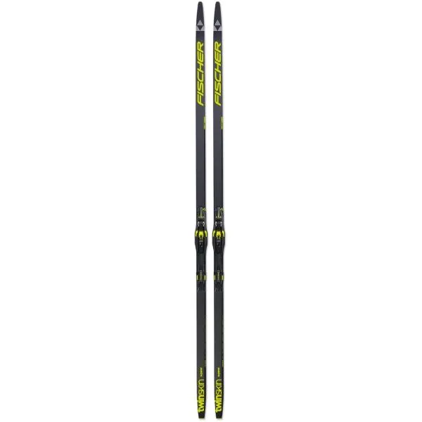 Fischer TWIN SKIN SUPERIOR MEDIUM SET + BDG RACE CLASSIC Bežecké lyže na klasiku so stúpacími pásmi, tmavo sivá, veľkosť