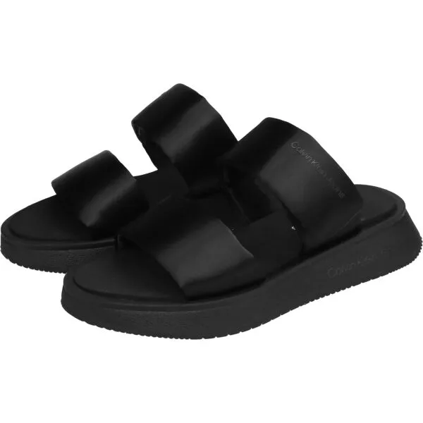 Calvin Klein SLIDE DOUBLE STRAP Dámske šľapky, čierna, veľkosť