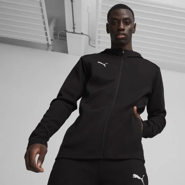 Puma TEAMFINAL CASUALS HOODED JACKET Pánska športová mikina, čierna, veľkosť