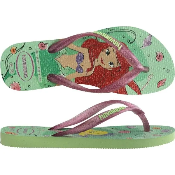 HAVAIANAS KIDS SLIM PRINCESS Dievčenské žabky, svetlo zelená, veľkosť 29/30