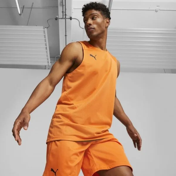 Puma HOOPS TEAM REVERSE PRACTICE JERSEY Pánsky basketbalový dres, oranžová, veľkosť