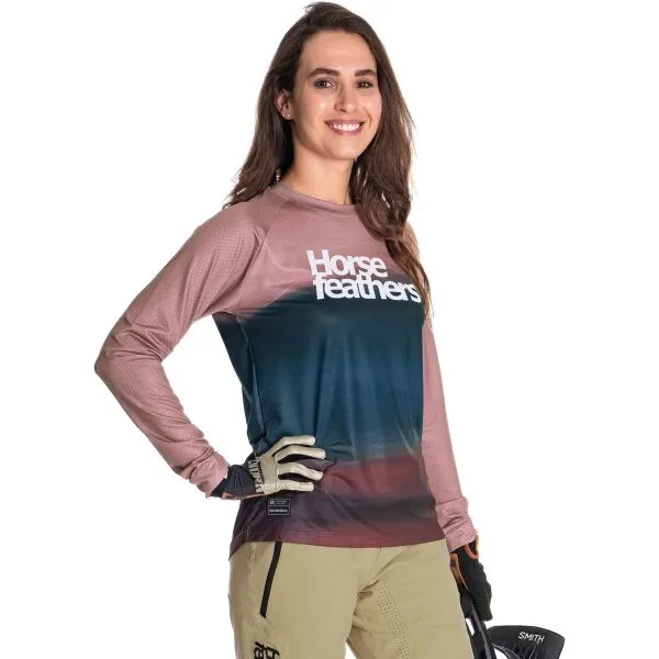 HORSEFEATHERS Dámsky bike dres Quantum LS - foggy BLUE velikost XS