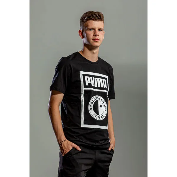 Puma SLAVIA PRAGUE GRAPHIC TEE Pánske tričko, čierna, veľkosť