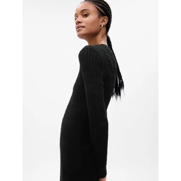 GAP LS TEXTURED Dámske šaty, čierna, veľkosť