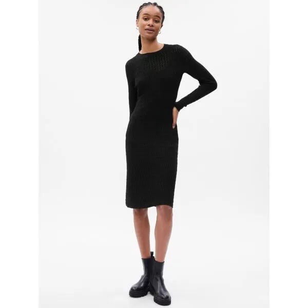 GAP LS TEXTURED Dámske šaty, čierna, veľkosť