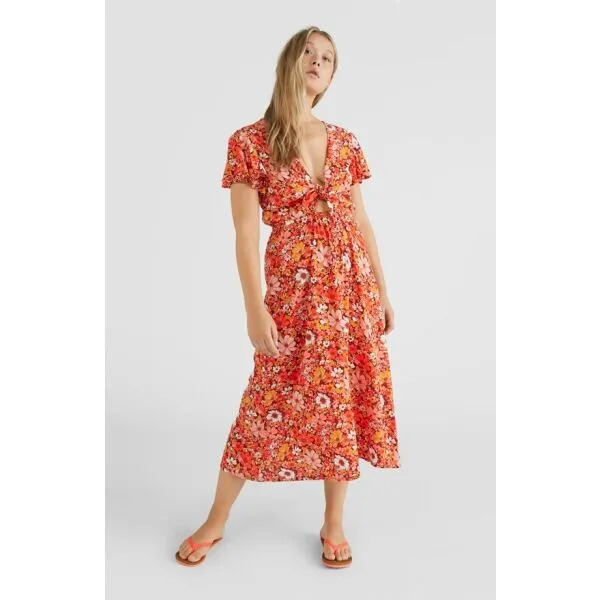 O'Neill KNOT FRONT DRESS Dámske šaty, červená, veľkosť