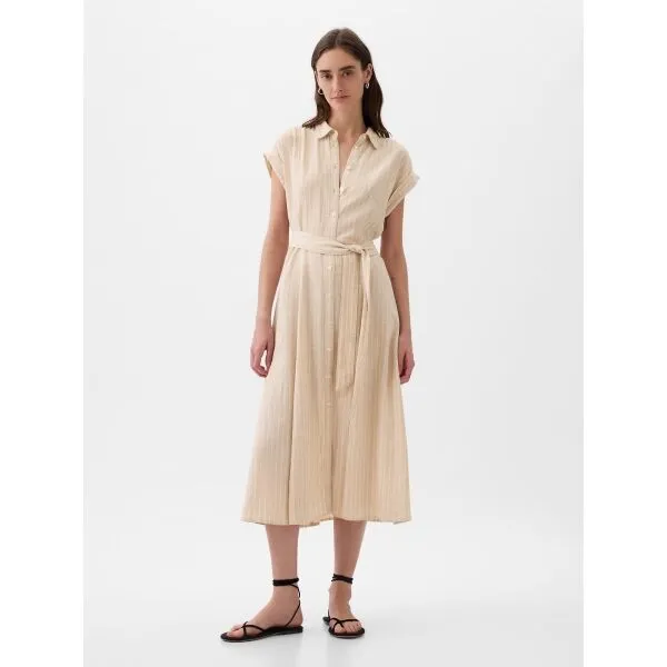GAP TIE WAIST Dámske šaty, béžová, veľkosť