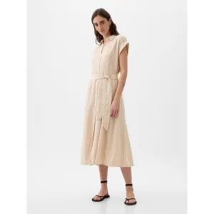 GAP TIE WAIST Dámske šaty, béžová, veľkosť