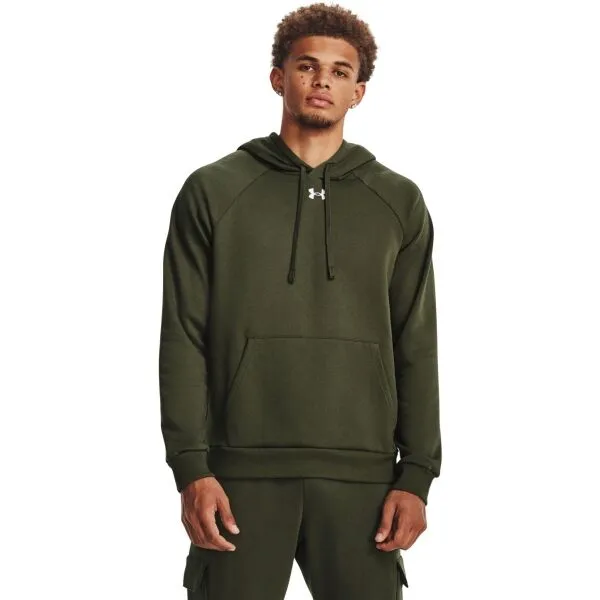 Under Armour RIVAL FLEECE HOODIE Pánska mikina, khaki, veľkosť