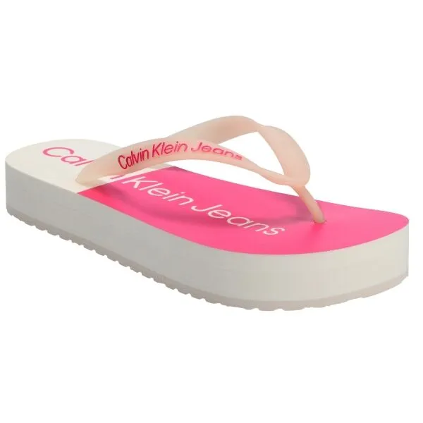 Calvin Klein BEACH SANDAL FLATFORM Dámske žabky, biela, veľkosť