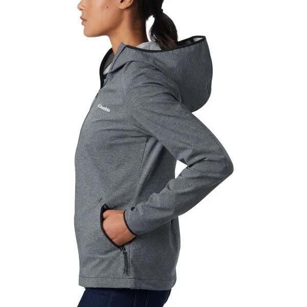 Columbia HEATHER CANYON HOODDED JACKET Dámska softshellová bunda, tmavo sivá, veľkosť
