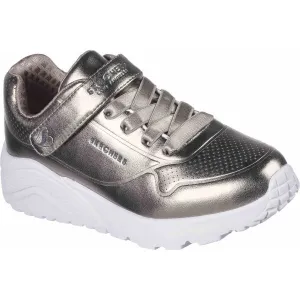 Skechers UNO LITE Dievčenská voľnočasová obuv, strieborná, veľkosť