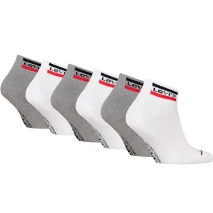 Levi's&reg; MID CUT SPORTWEAR LOGO 6P Unisex ponožky, biela, veľkosť