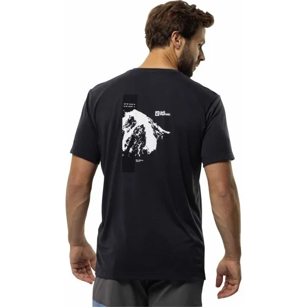 Jack Wolfskin VONNAN S/S GRAPHIC T M Pánske tričko, čierna, veľkosť