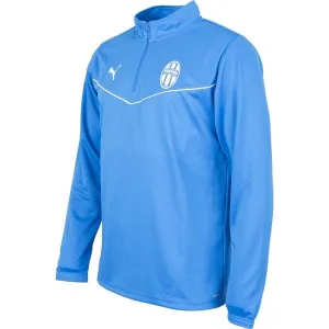 Puma TEAMRISE 1 4 ZIP TOP JR Chlapčenská mikina, modrá, veľkosť