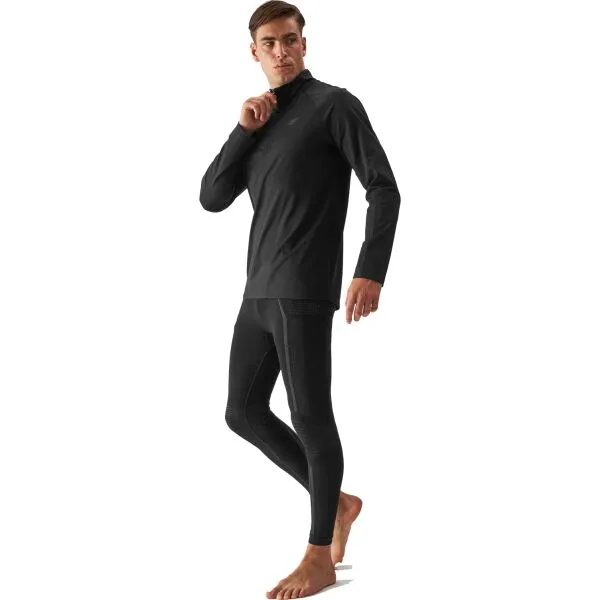 Pánska zateplená lyžiarska mikina s 1 2 zipsom 4F BRUSHED UNDERWEAR-WAW24UBRUM076-20S-DEEP BLACK