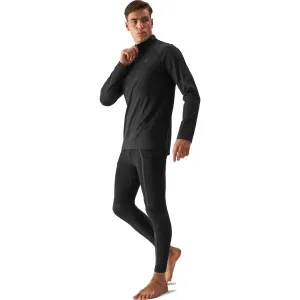 Pánska zateplená lyžiarska mikina s 1 2 zipsom 4F BRUSHED UNDERWEAR-WAW24UBRUM076-20S-DEEP BLACK