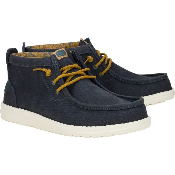 HEY DUDE WALLY MID WAXED CANVAS Pánska voľnočasová obuv, tmavo modrá, veľkosť