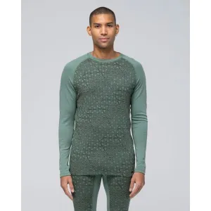 Bula GEO MERINO WOOL CREW Pánske tričko s dlhým rukávom, zelená, veľkosť