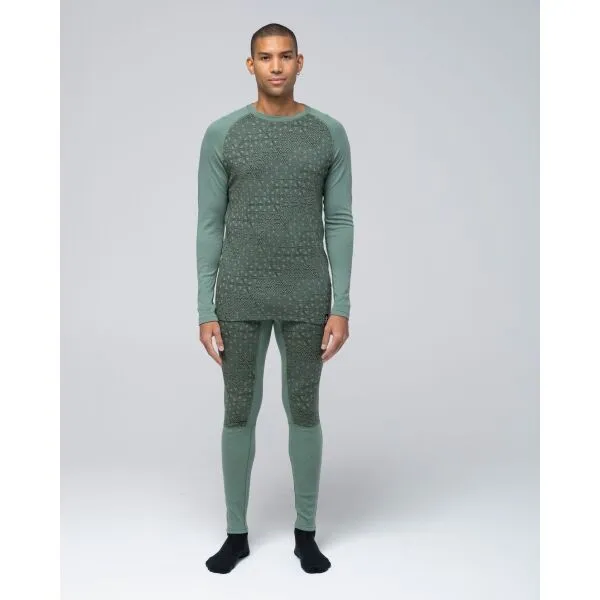 Bula GEO MERINO WOOL CREW Pánske tričko s dlhým rukávom, zelená, veľkosť