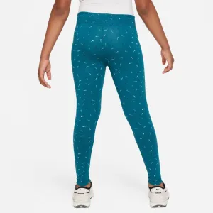 Nike NSW ESSNTL MR TGHT LOGO PRNT Dievčenské legíny, modrá, veľkosť