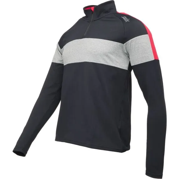 Swix TISTA 1/2 MID LAYER M Pánska mikina so stojačikom, čierna, veľkosť