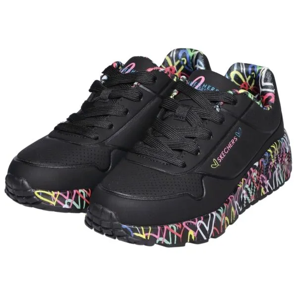 Skechers UNO LITE - LOVELY LUV Detská voľnočasová obuv, čierna, veľkosť