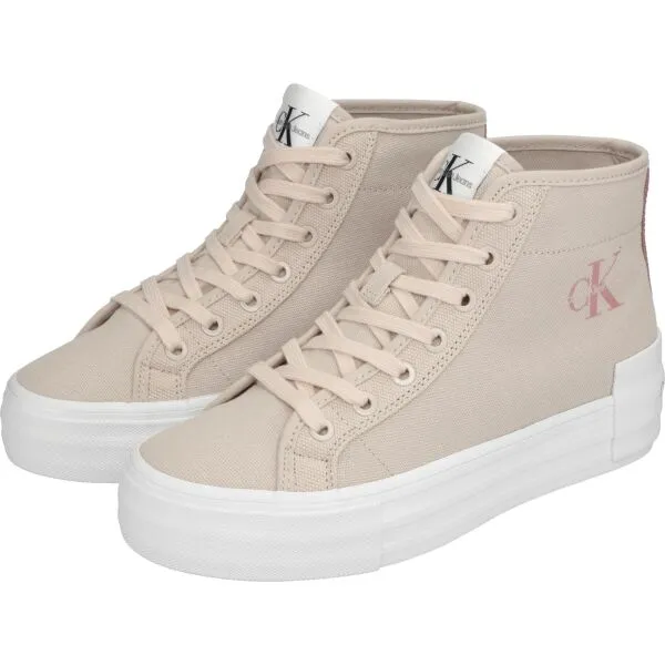 Calvin Klein BOLD VULC FLATF MID Dámske členkové tenisky, béžová, veľkosť