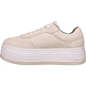 Calvin Klein BOLD PLATF LACEUP LOW MG SUEDE Dámske tenisky, béžová, veľkosť