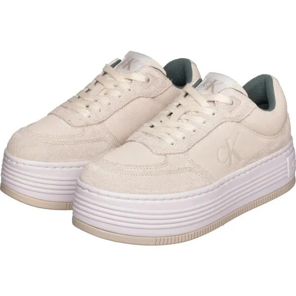 Calvin Klein BOLD PLATF LACEUP LOW MG SUEDE Dámske tenisky, béžová, veľkosť
