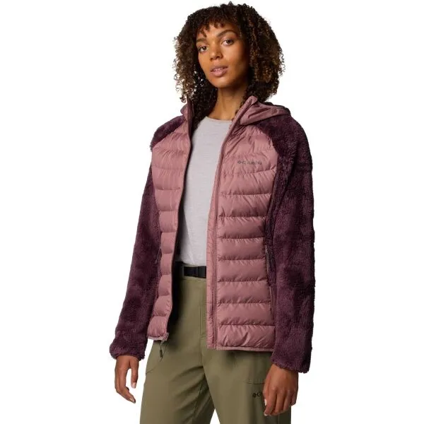 Columbia POWDER LITE II SHERPA HYBRID JACKET Dámska bunda, vínová, veľkosť
