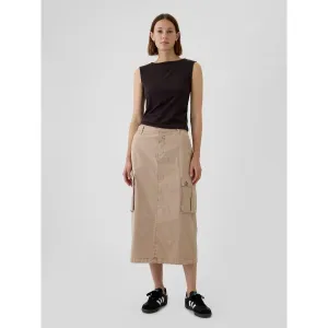 GAP UTILITY MIDI Dámska sukňa, béžová, veľkosť