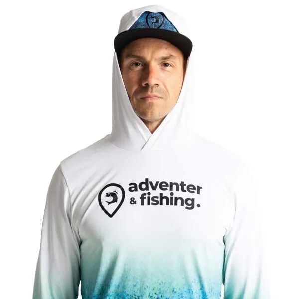 ADVENTER & FISHING UV HOODED Pánske funkčné hooded UV tričko, svetlomodrá, veľkosť