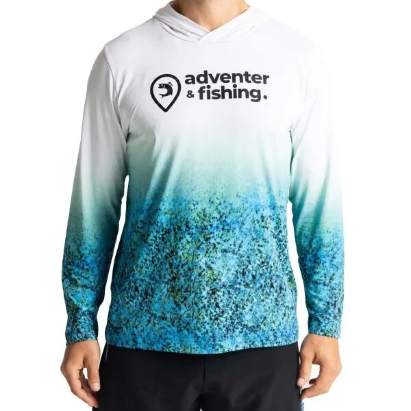 ADVENTER & FISHING UV HOODED Pánske funkčné hooded UV tričko, svetlomodrá, veľkosť