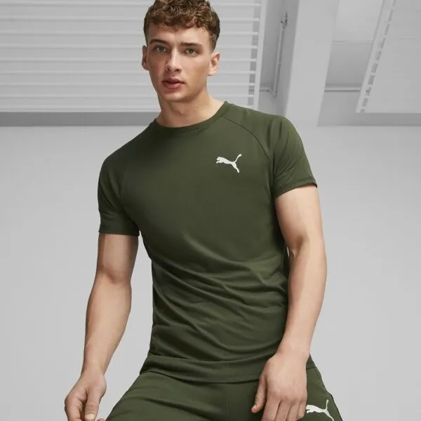 Puma EVOSTRIPE Pánske tričko, tmavo zelená, veľkosť