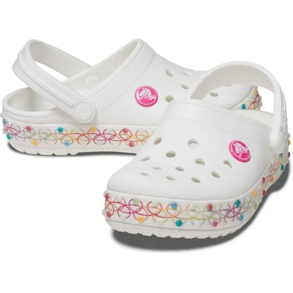 Crocs CROCBAND STRETCH NECKLACE Detská nazúvacia obuv, biela, veľkosť 32/33