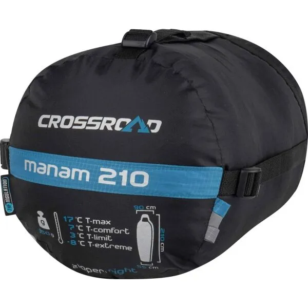 Crossroad MANAM XL Spací vak, modrá, veľkosť 210 cm - ľavy zips