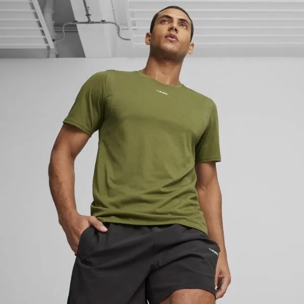 Puma FIT TRIBLEND ULTRABREATHE TEE Pánske športové tričko, khaki, veľkosť