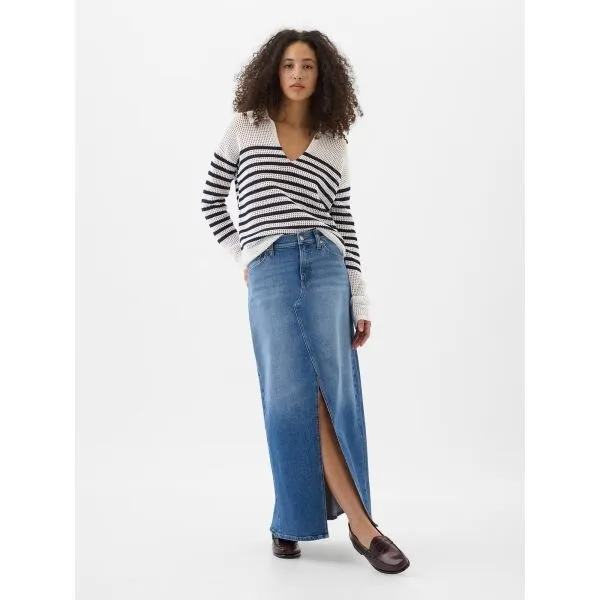 GAP V-DENIM MAXI Dámska sukňa, modrá, veľkosť